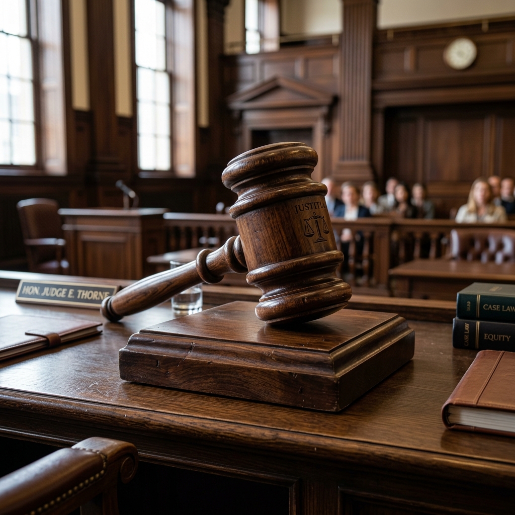 Attorney with scale on the table